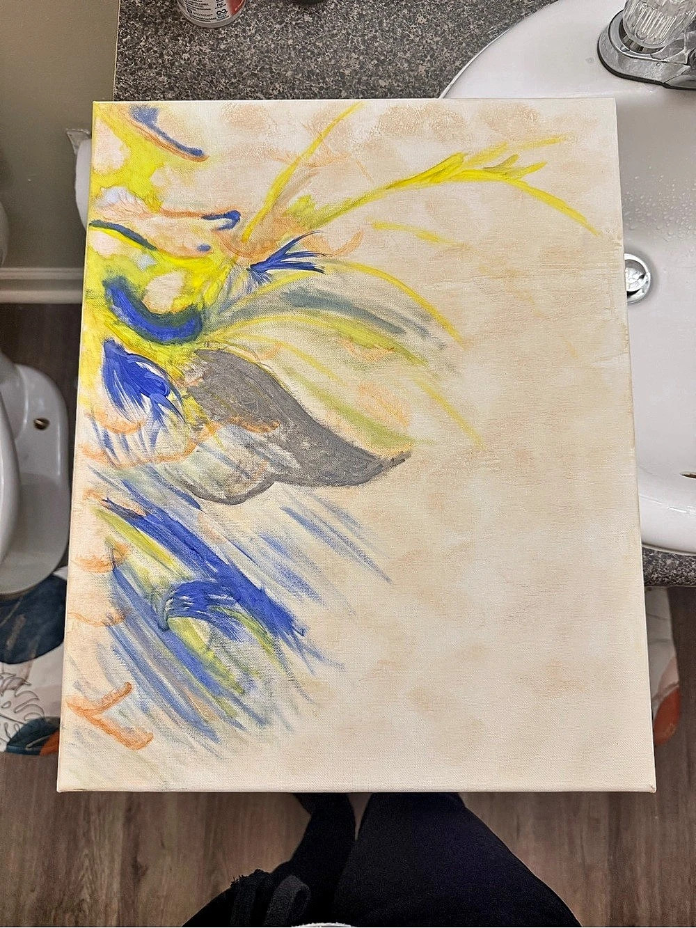 Abstract Blue & Yellow Painting